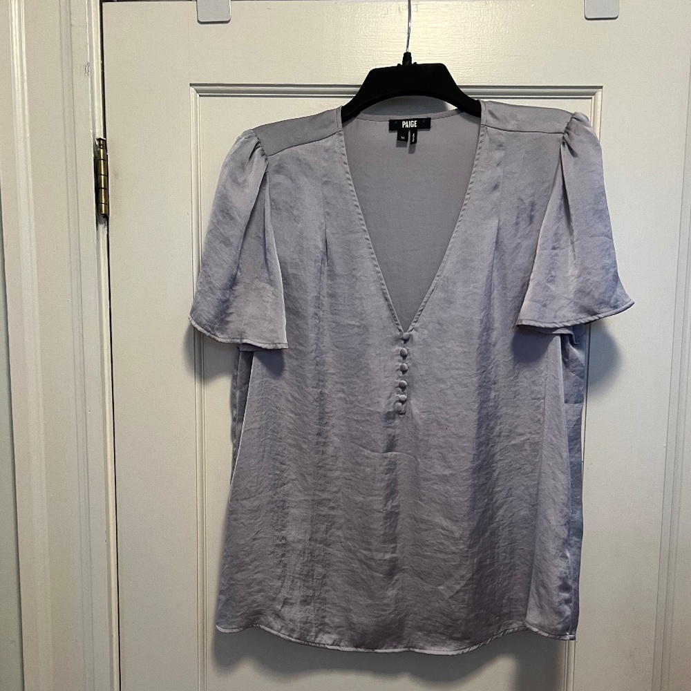Paige Sevina Blouse, Salt Blue, Size Medium